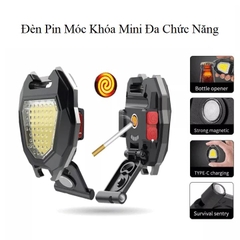 Đèn Móc Khoá 5 In 1 Sử Dụng Cáp Sạc Có 3 Chế Độ Chiếu Ánh Sáng Trắng, Vàng, Đỏ, Nhấp Nháy