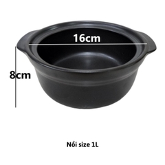 Nồi Đất Có Nắp Kính Dùng Kho Cá, Thịt, Nấu Mì Cay Size 1 L, 2 L
