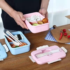 Hộp Đựng Cơm Văn Phòng Lúa Mạch 3 Ngăn,giữ nhiệt, Tặng kèm Đũa Và Muỗng
