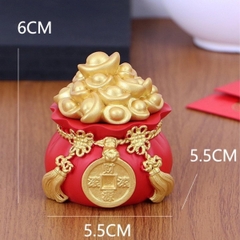 Hũ Đựng Muối Gạo Tài Lộc Đầu Năm Mới, Túi Thần Tài May Mắn Trang Trí Ban Thờ, Bàn Làm Việc Kích thước: 5.5*6*5.5cm