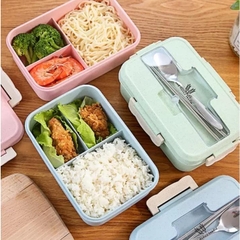 Hộp Đựng Cơm Văn Phòng Lúa Mạch 3 Ngăn,giữ nhiệt, Tặng kèm Đũa Và Muỗng