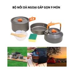 Bộ Nồi Dã Ngoại Gấp Gọn 9 Món Dùng Để Nấu Ăn Chuyên Đi Cắm Trại Du Lịch Camping Picnic