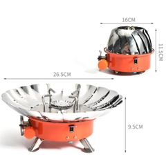 Bếp Ga Mini Du Lịch Xếp Gọn Có Van Điều Chỉnh Vòng Chắn Gió Sử Dụng Ngoài Trời
