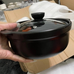 Nồi Đất Có Nắp Kính Dùng Kho Cá, Thịt, Nấu Mì Cay Size 1 L, 2 L
