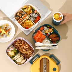 Hộp cơm hình vuông 3 ngăn tiện lợi