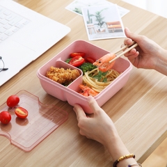 Hộp cơm lúa mạch 2 ngăn có muỗng đũa 1100 ml