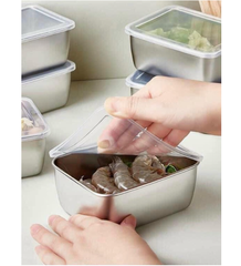 Hộp inox có nắp đựng thực phẩm tủ lạnh hộp size 13,5x6x10,5cm