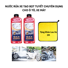 Combo 2 Chai Nước Xà Bông Rửa Xe Bọt Tuyết Loại 1 Lít Tặng 1 Khăn Lau 3M 30 x 30 Cm
