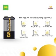 Pin 9V GP , Pin Vuông GP 6F22 vỉ 1 Viên