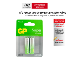 Vỉ 2 viên Pin tiểu Alkaline AA GP15EATA21-2GSBC2