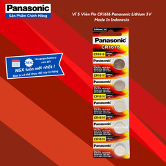 Vỉ 5 viên Pin CR1616 Panasonic Lithium 3V made in Indonesia