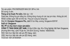 Vỉ 6 Viên Pin AA Energizer Max AA E91 BP4+2