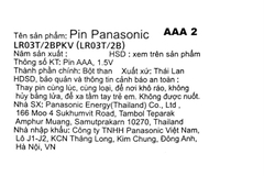 Pin Panasonic Alkaline LR03T/2B AAA 1.5V