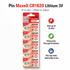 Pin Maxell CR1620 Lithium 3V Vỉ 5 Viên Made in Japan