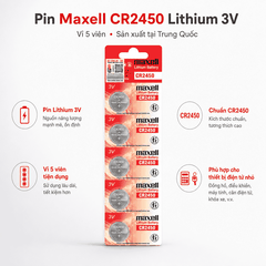 Pin Maxell CR2450 Lithium 3V vỉ 5 viên