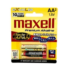 Vỉ 2 Viên Pin AA Maxell Exvolta 1,5V MADE IN JAPAN