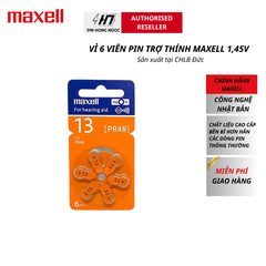 Pin trợ thính  PR48 ( 13 ) Maxell micro battery PR48 WA (13) 6BS 1,45V - Vỉ 6 Viên