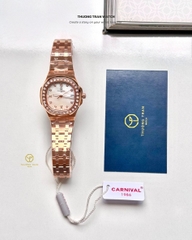 ĐỒNG HỒ NỮ CARNIVAL QUARTZ XÀ CỪ TRẮNG 8160L2-VH-TK