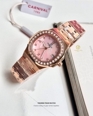 ĐỒNG HỒ NỮ CARNIVAL QUARTZ XÀ CỪ HỒNG 8160L2-VH-HK