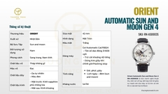 ĐỒNG HỒ NAM ORIENT AUTOMATIC SUN AND MOON GEN 4 RN-AS0003S (NỘI ĐỊA)