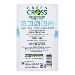 Dung dịch rửa tay Green Cross hương tự nhiên kháng khuẩn chai 100ml