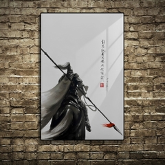 Tranh Tráng Gương Thuỷ Mặc ĐƠN THƯƠNG ĐỘC MÃ cao cấp - Kích thước 40x60cm