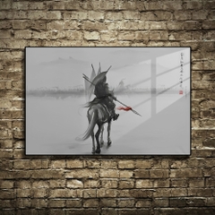 Tranh Tráng Gương Thuỷ Mặc ĐƠN THƯƠNG ĐỘC MÃ cao cấp - Kích thước 40x60cm