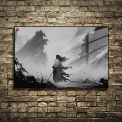 Tranh Tráng Gương Thuỷ Mặc ĐƠN THƯƠNG ĐỘC MÃ cao cấp - Kích thước 40x60cm