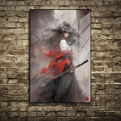Tranh Tráng Gương Thuỷ Mặc ĐƠN THƯƠNG ĐỘC MÃ cao cấp - Kích thước 40x60cm