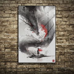 Tranh Tráng Gương Thuỷ Mặc ĐƠN THƯƠNG ĐỘC MÃ cao cấp - Kích thước 40x60cm