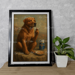 Tranh 12 con giáp hài hước, buồn sầu, uống tiger - Tranh khung gỗ kích thước 32x42 cm, Tặng phụ kiện