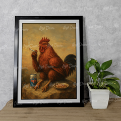 Tranh 12 con giáp hài hước, buồn sầu, uống tiger - Tranh khung gỗ kích thước 32x42 cm, Tặng phụ kiện