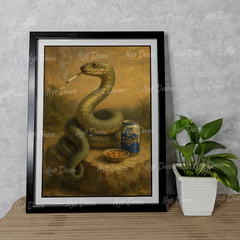 Tranh 12 con giáp hài hước, buồn sầu, uống tiger - Tranh khung gỗ kích thước 32x42 cm, Tặng phụ kiện