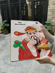 Tranh Tráng Gương THẦN TÀI - MÀY PHẢI GIÀU chế hài hước CAO CẤP