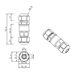 Đầu nối chống nước 2 lõi 3 lõi 4 lõi SL684-A