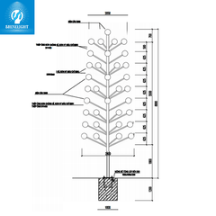 Đèn cột trang trí 39 tay chùm