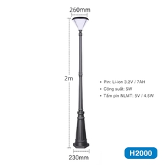 Cột đèn sân vườn năng lượng mặt trời SLGL4002 series