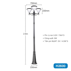 Cột đèn sân vườn năng lượng mặt trời SLGL4002 series