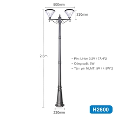 Cột đèn sân vườn năng lượng mặt trời SLGL4002 series