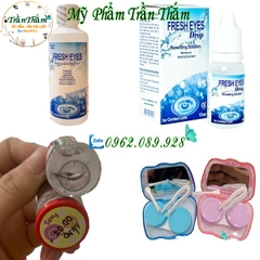 Combo 1 set Lens đầy đủ gồm lens, ngâm lens. nước nhỏ mắt, và bộ dụng cụ kèm video dướng dẫn