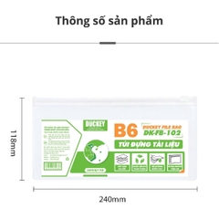Túi Đựng Tài Liệu Duckey DK-FB-102 (B6) Trong suốt – Khóa kéo – Chất liệu thân thiện.