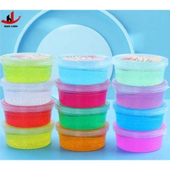 Slime sắc màu DUCKEY. Bộ sản phẩm Slime XJY-9939 12 màu - Hộp đựng mika trắng bắt mắt.