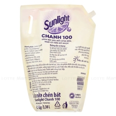 Nước rửa chén Sunlight chanh 100, túi 3.5kg