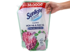 Nước lau sàn Sunlight tinh dầu thảo mộc hương hoa hạ & bạc hà túi 3.6kg