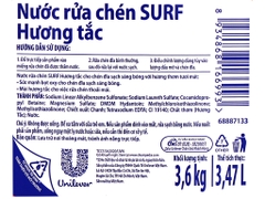 SURF Nước Rửa Chén Hương Tắc 3.6kg