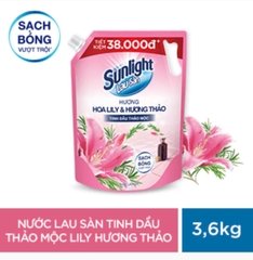 Nước lau sàn Sunlight tinh dầu thảo mộc lily hương thảo túi 3.6kg