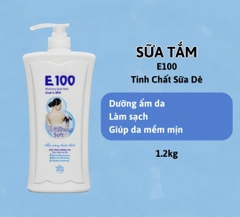Sữa tắm trắng da E100 (màu trắng) Goat's Milk Soft_ Tinh chất Sữa Dê