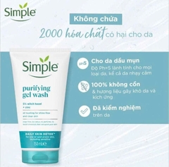 Gel rửa mặt Simple Purifying Gel Wash- Kiềm dầu giảm nhờn tuýp 150ml (tặng nước tẩy trang 200ml)