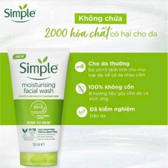 Sữa rửa mặt Simple Moisturising Facial Wash- dưỡng ẩm mịn màng tuýp 150ml (tặng nước tẩy trang 200ml)