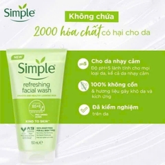 Sữa rửa mặt Simple Refreshing Facial Wash_ Lành tính sạch thoáng cho da nhạy cảm tuýp 150ml (tặng nước tẩy trang 200ml)